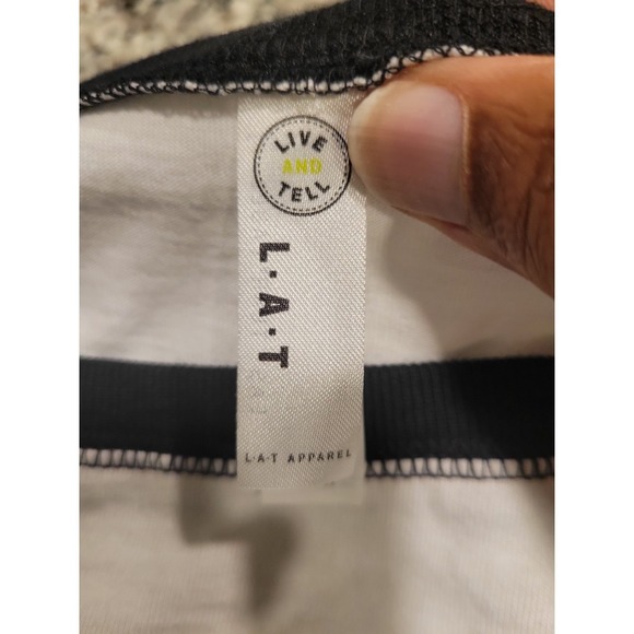 L A T Apparel Oh My God Becky Baseball Tee White Black Size 2 Graphic - Picture 2 of 8